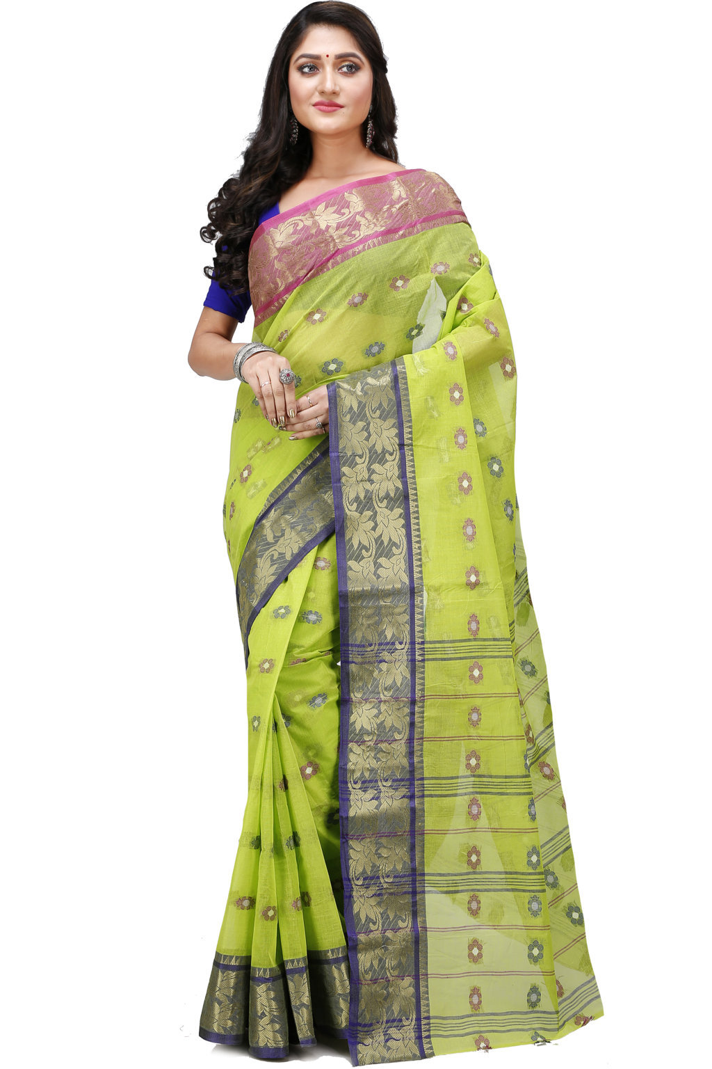 Light Green Pure Cotton Dui_Has Tant Saree (872)